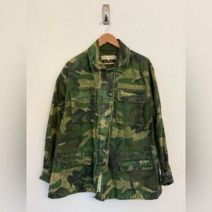 Free People Seize The Day Camo Jacket Womens Size M Military Utility Camouflage